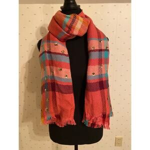 ANTHROPOLOGIE Blanket Scarf Shawl with Sequins Pink
